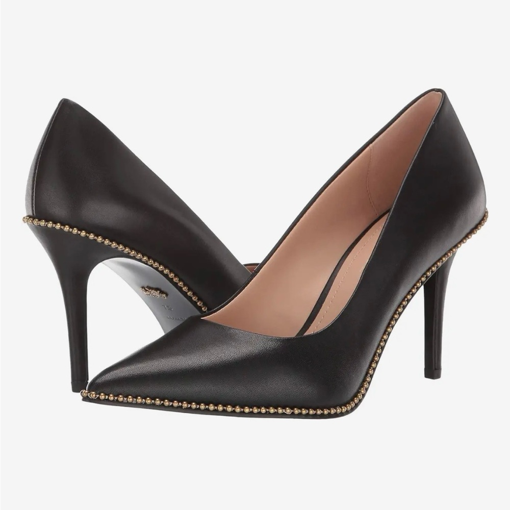 Coach Black Heels with Gold Accents